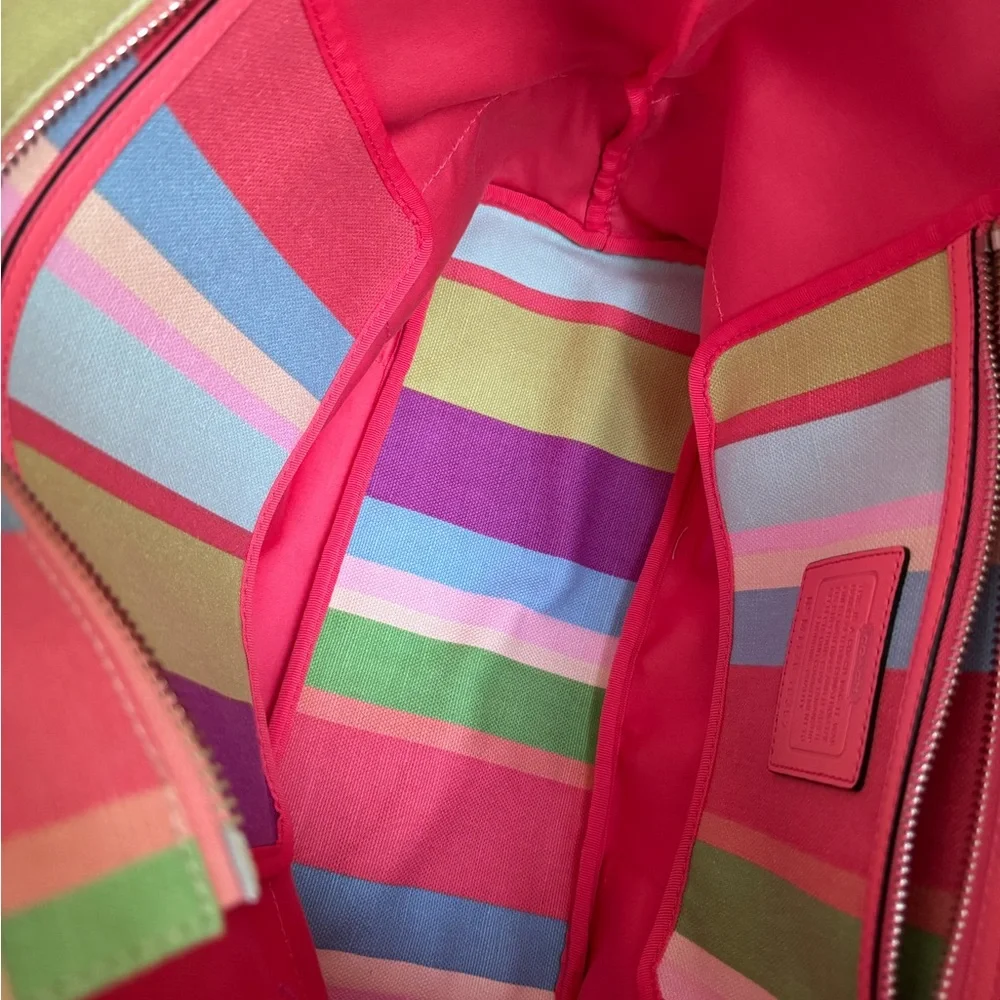 Coach Legacy Hampton Multicolored Stripe Canvas Medium Tote NWT